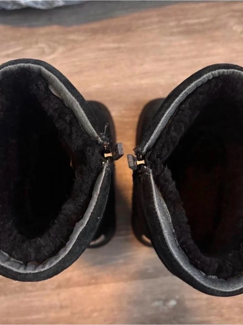 UGG Australia black suede tall zip up boots
